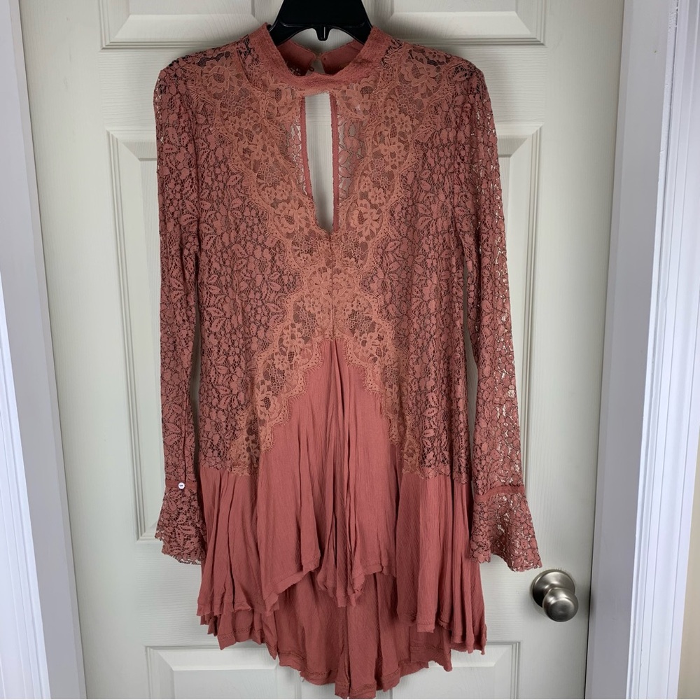 Free People Pink Lace Tunic Size Large